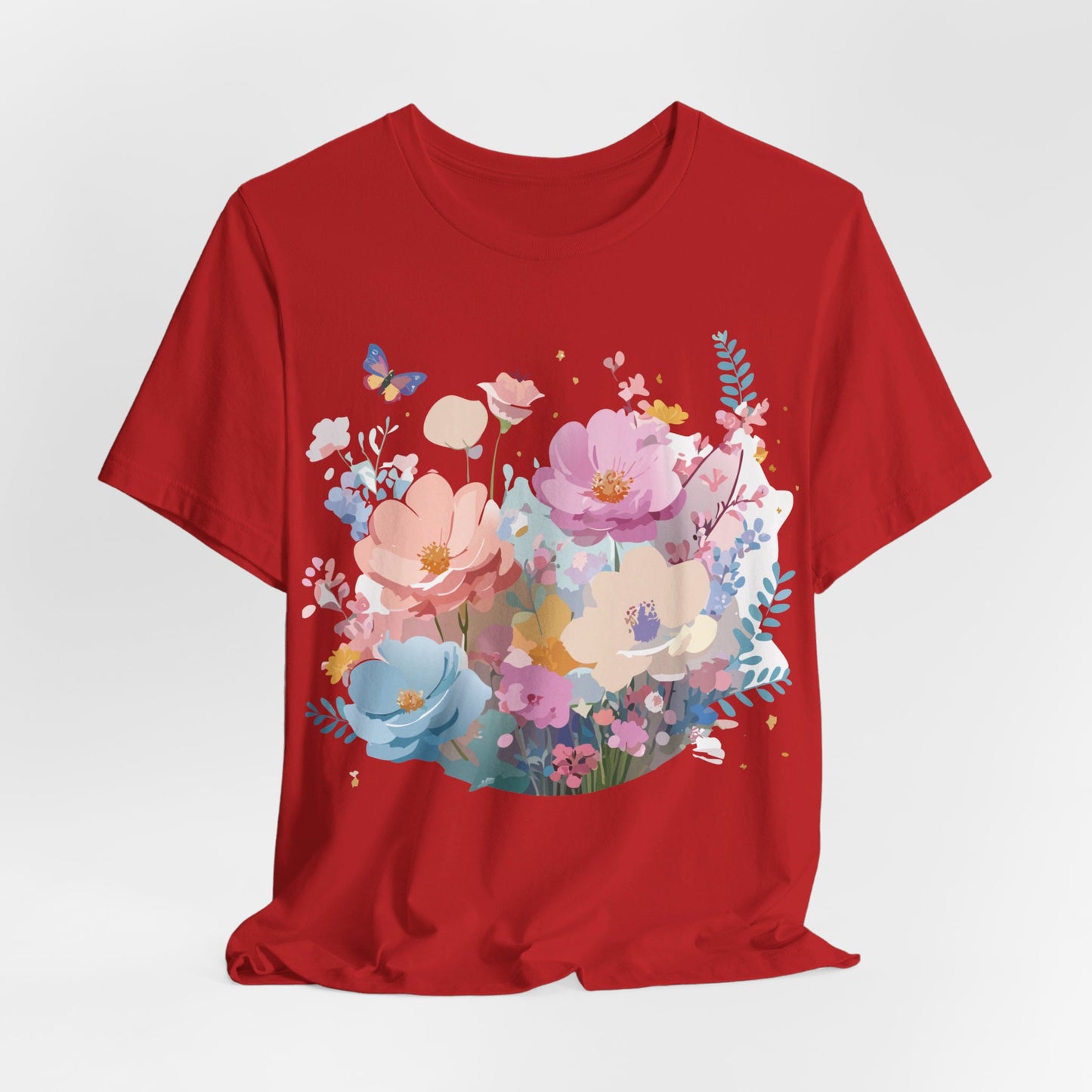 T-shirt en coton naturel avec fleurs