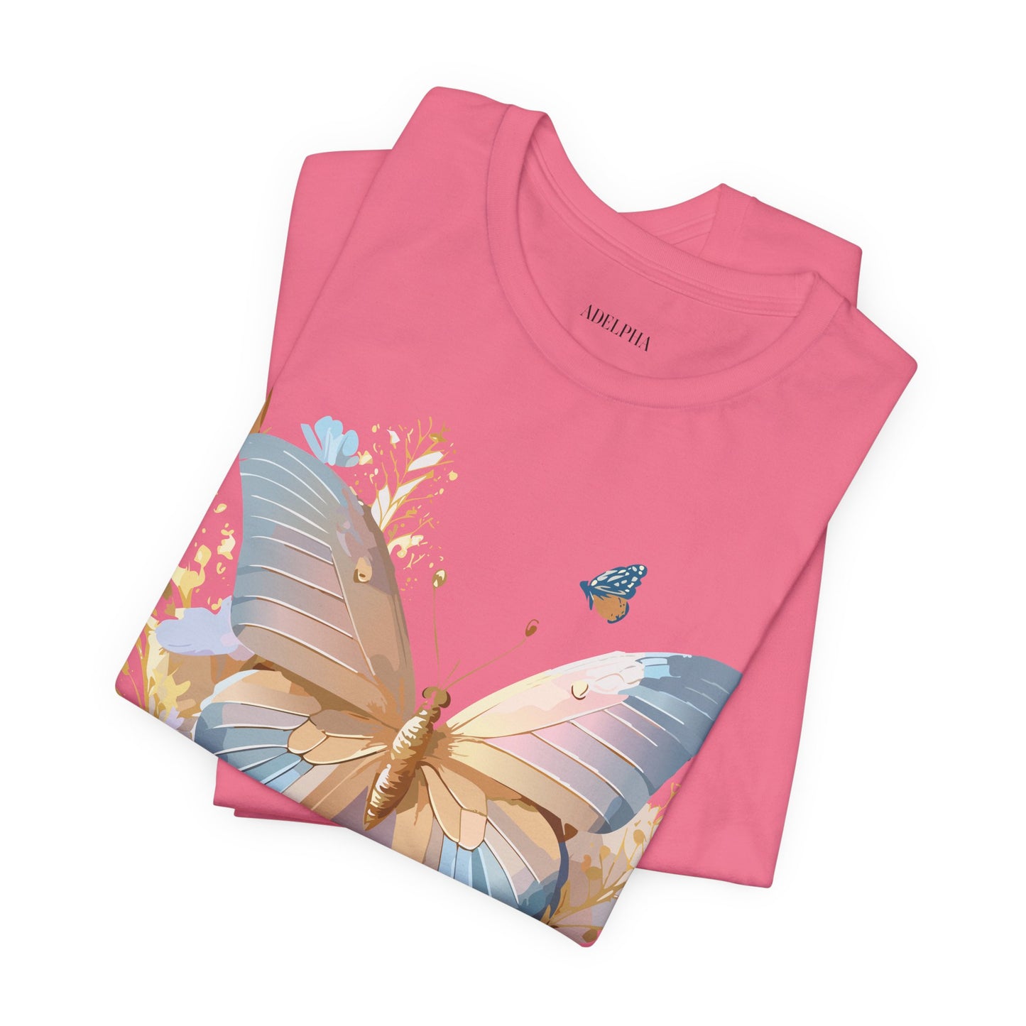 Natural Cotton Tee Shirt with Butterfly