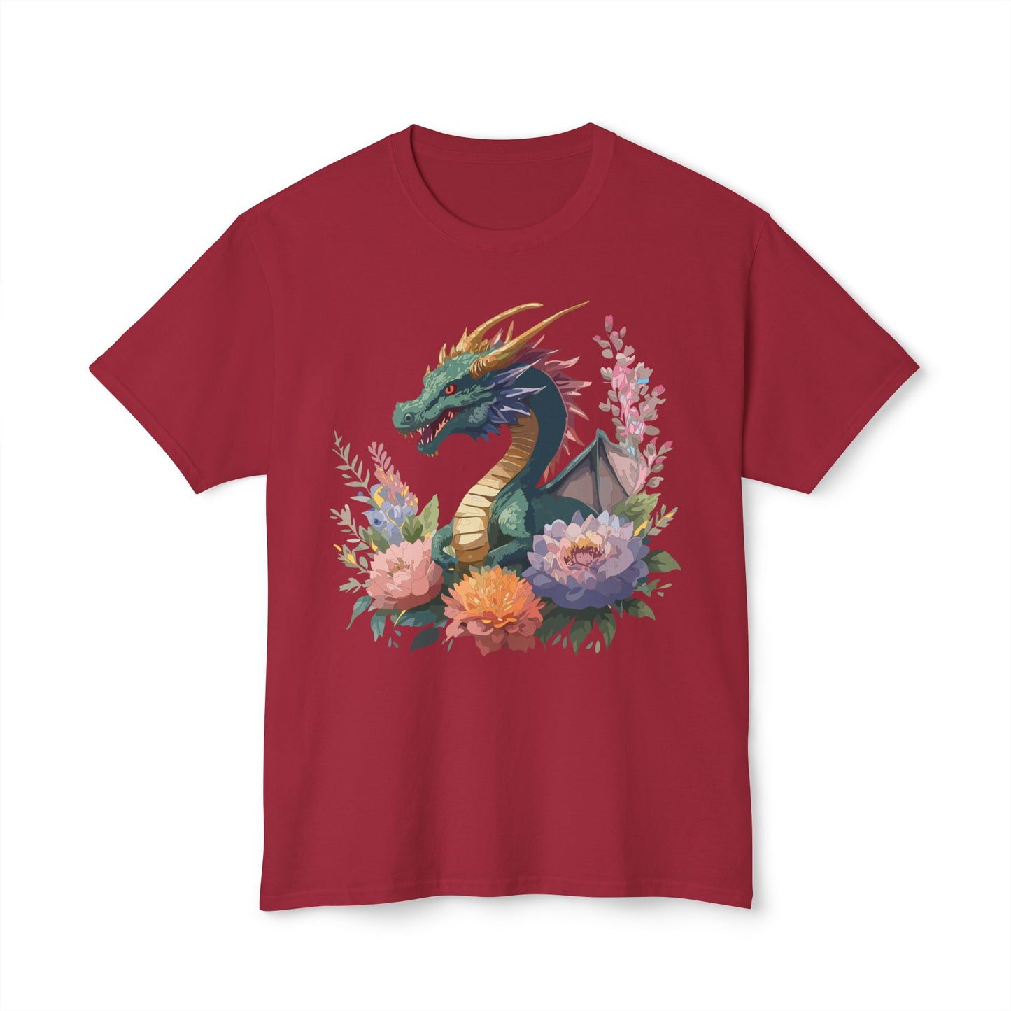 Dragon T-Shirt, Vintage Dragon Tee, Floral Tees, Dragon Art Design Shirt, Tee Shirt with Dragon 7