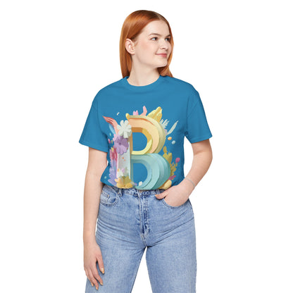 Natural Cotton Tee Shirt - Letters Collection - B Printify