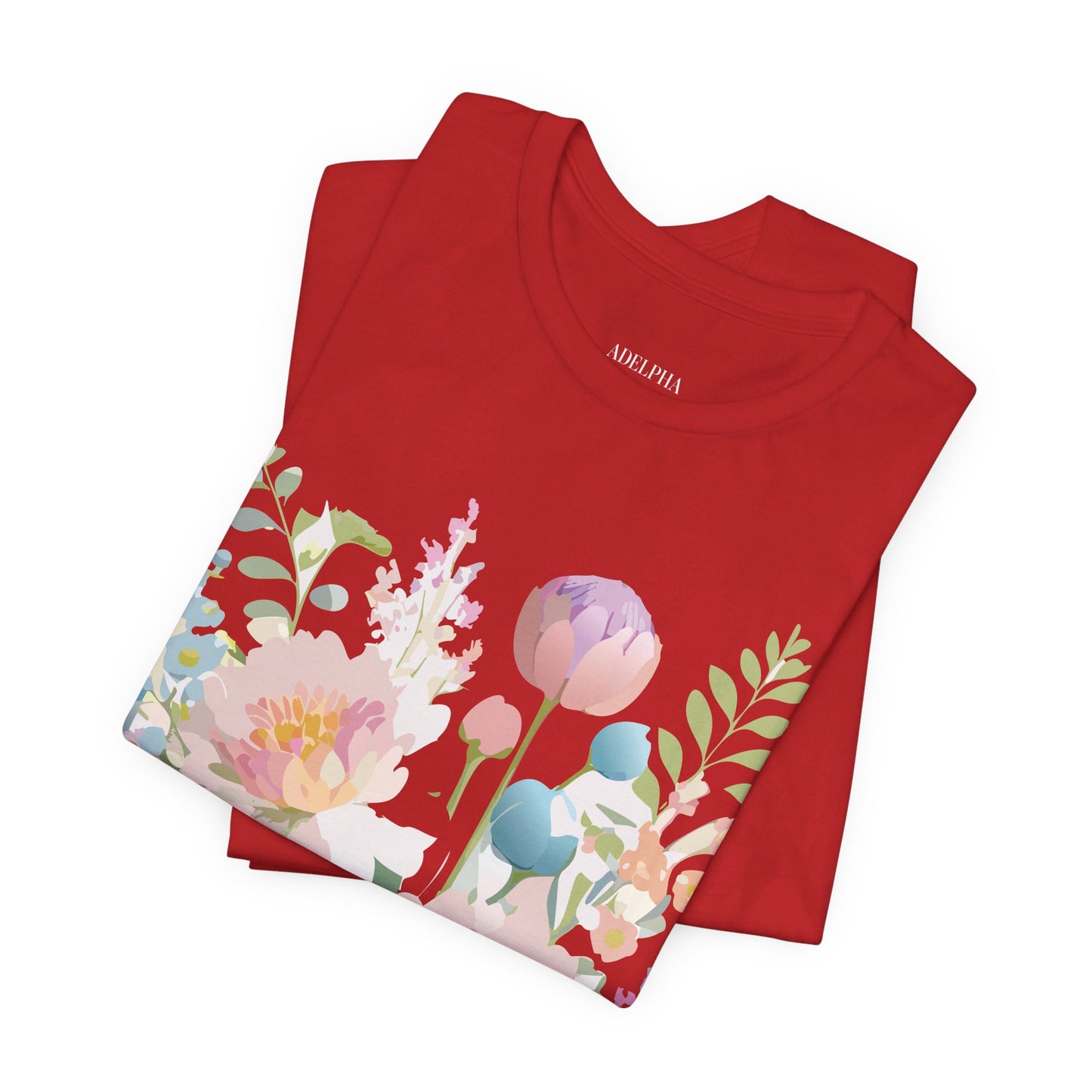 Natural Cotton Tee Shirt with Flowers