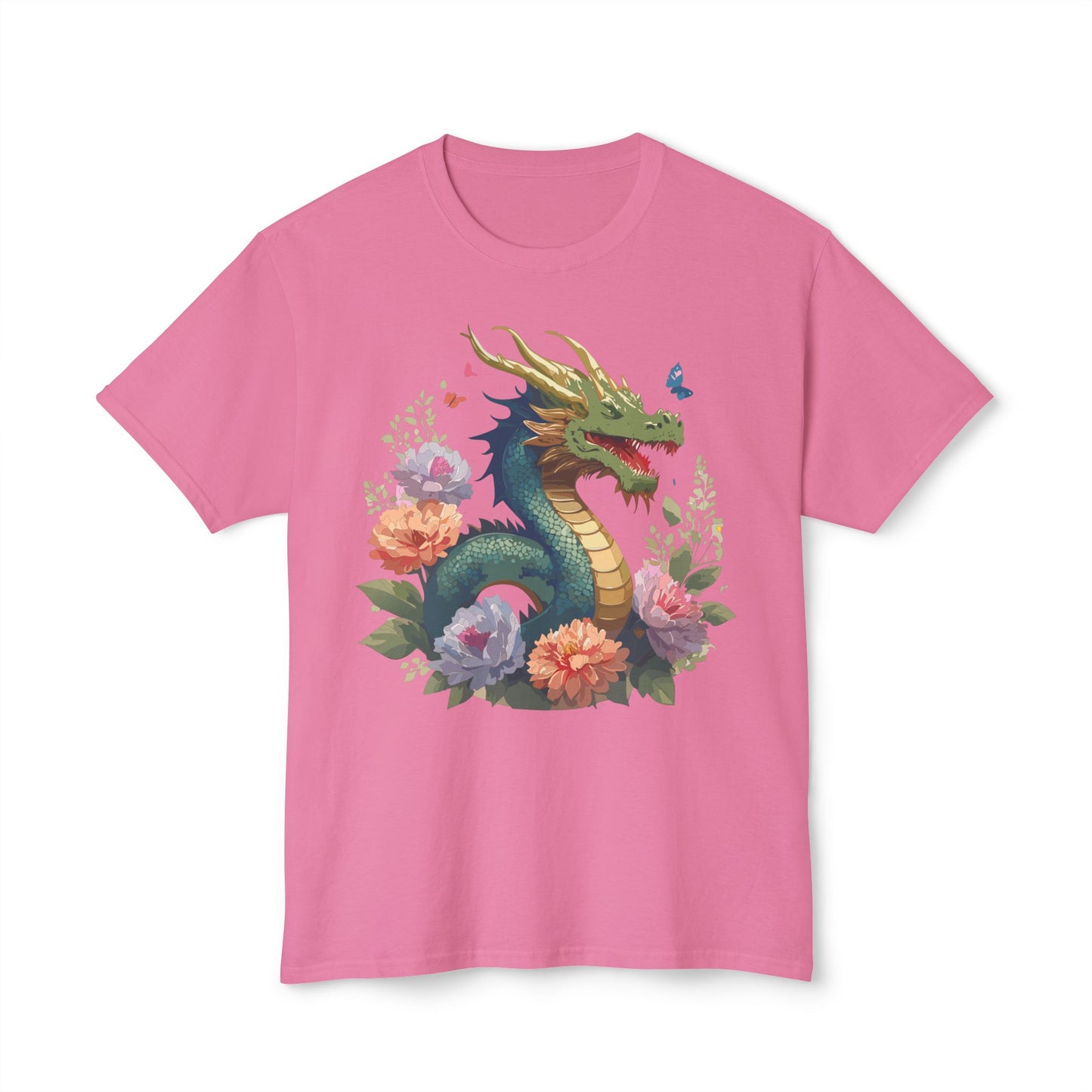 Dragon T-Shirt, Vintage Dragon Tee, Floral Tees, Dragon Art Design Shirt, Tee Shirt with Dragon 1