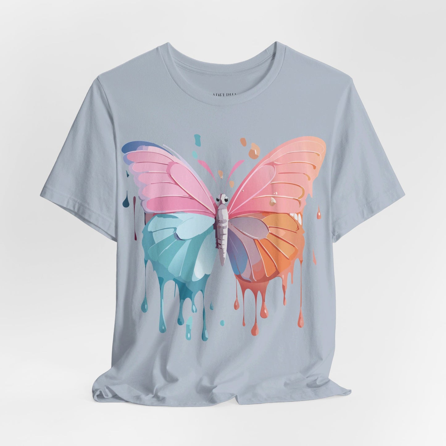 Natural Cotton Tee Shirt with Butterfly