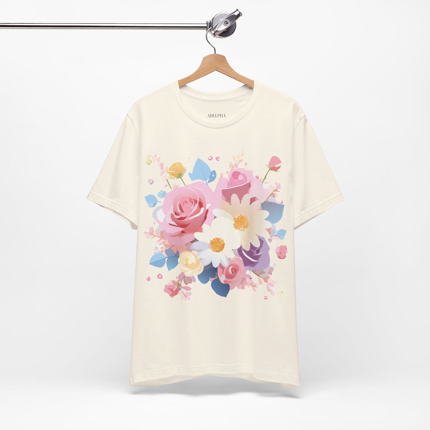 T-shirt en coton naturel avec fleurs