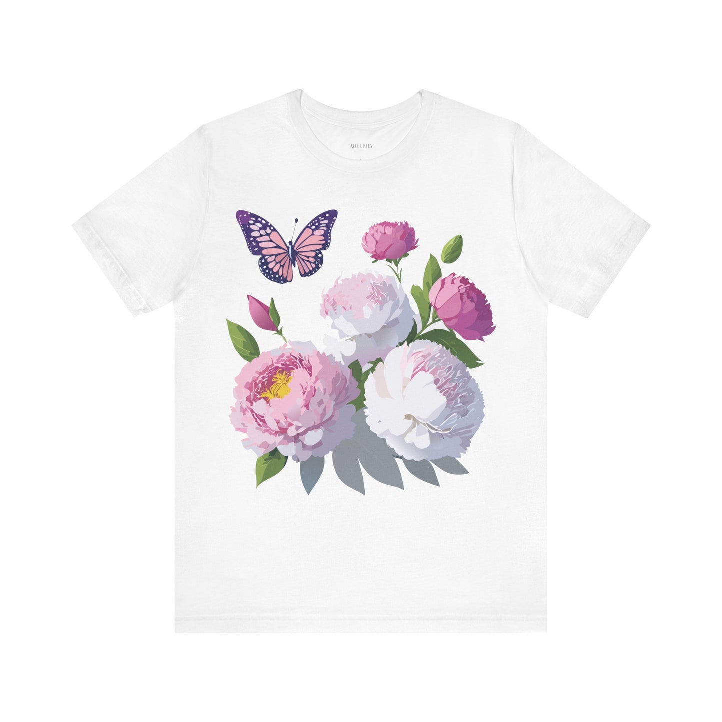 Natural Cotton Tee Shirt with Flowers