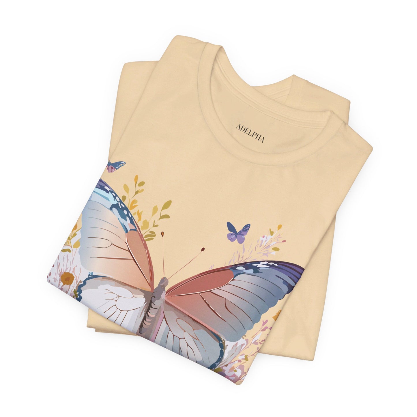 Natural Cotton Tee Shirt with Butterfly