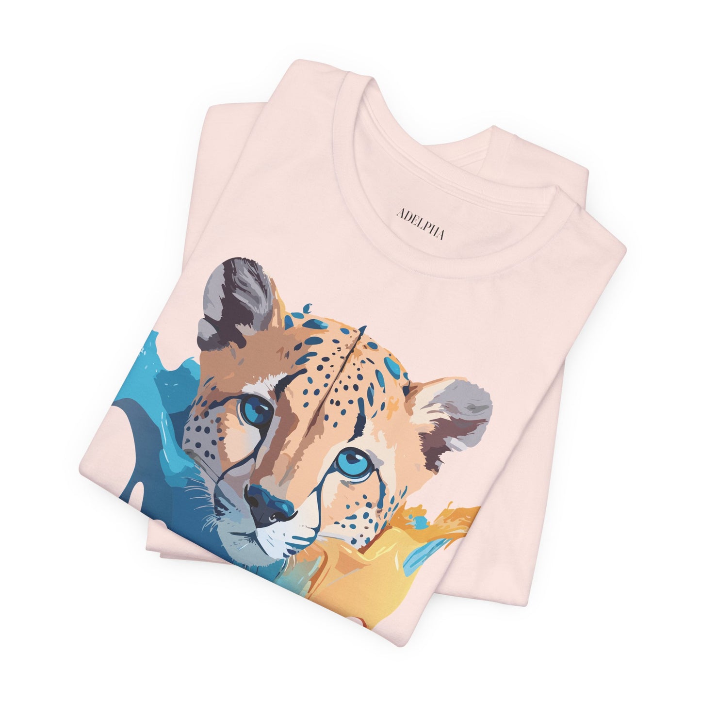 Natural Cotton Tee Shirt with Cheetah