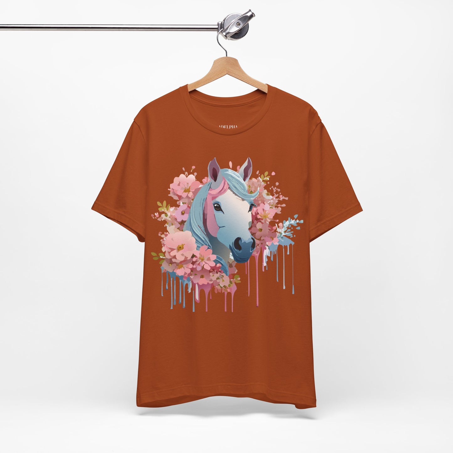 Natural Cotton Tee Shirt with Horse