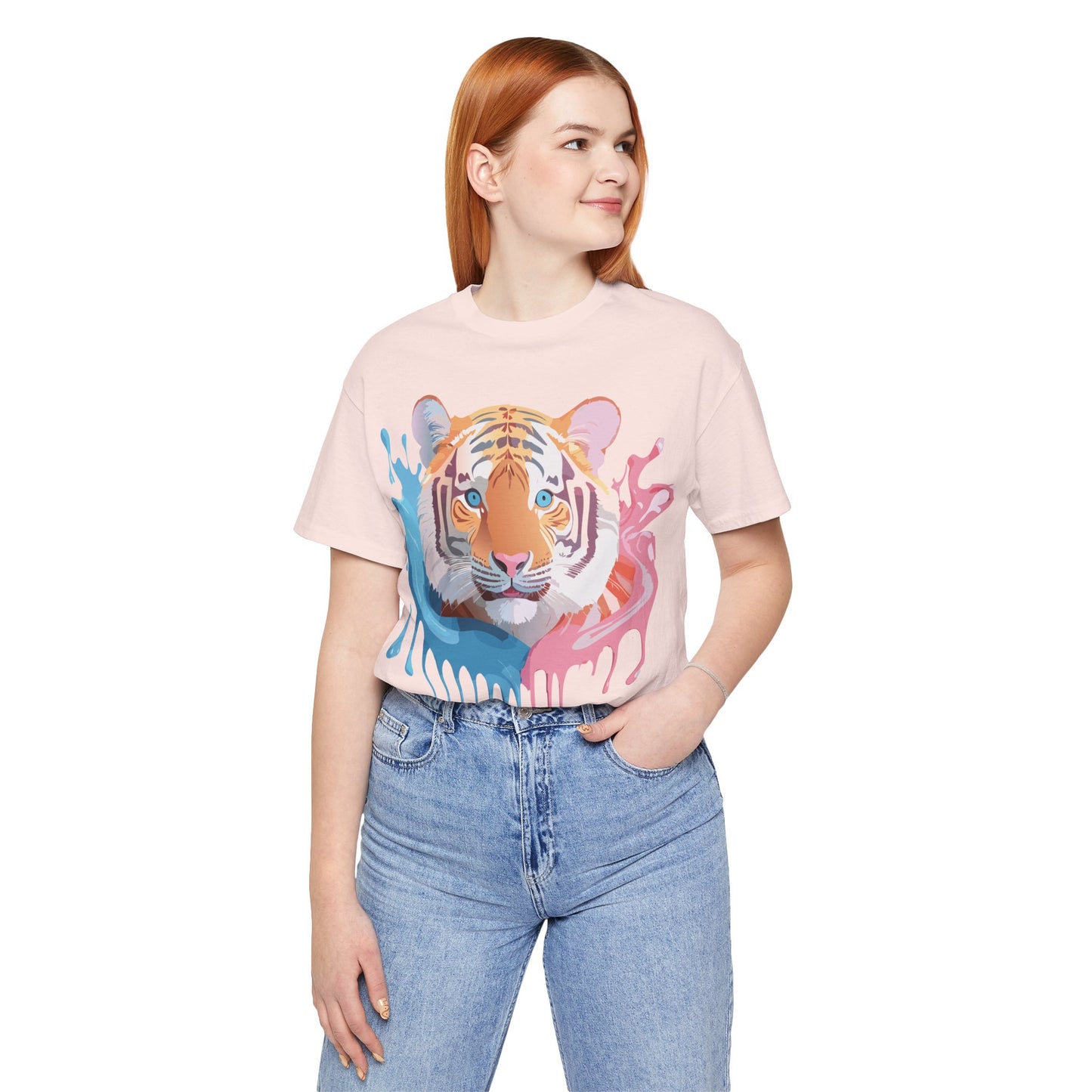 Natural Cotton Tee Shirt with Tiger