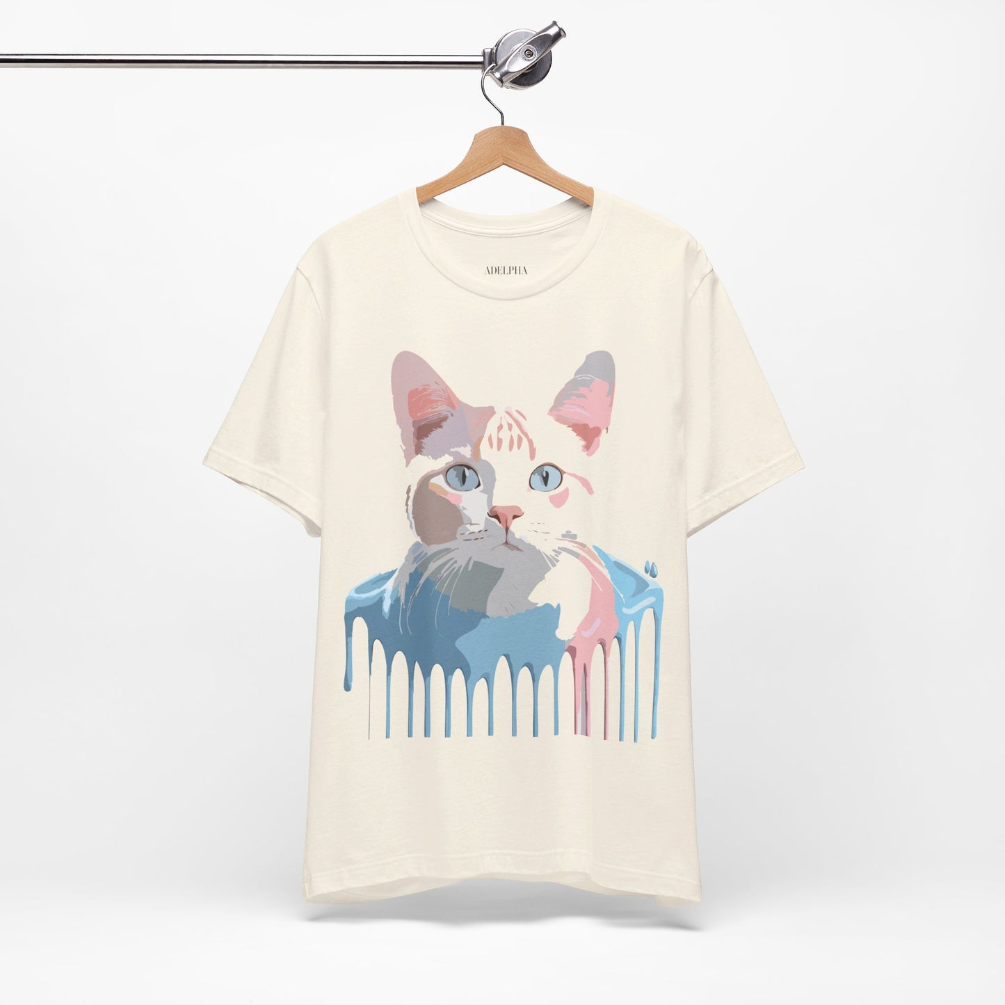 Natural Cotton Tee Shirt with Cat