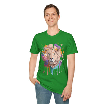 Unisex Lion Shirt Floral Lion Tee Softstyle 64000 Gildan Cotton Tee