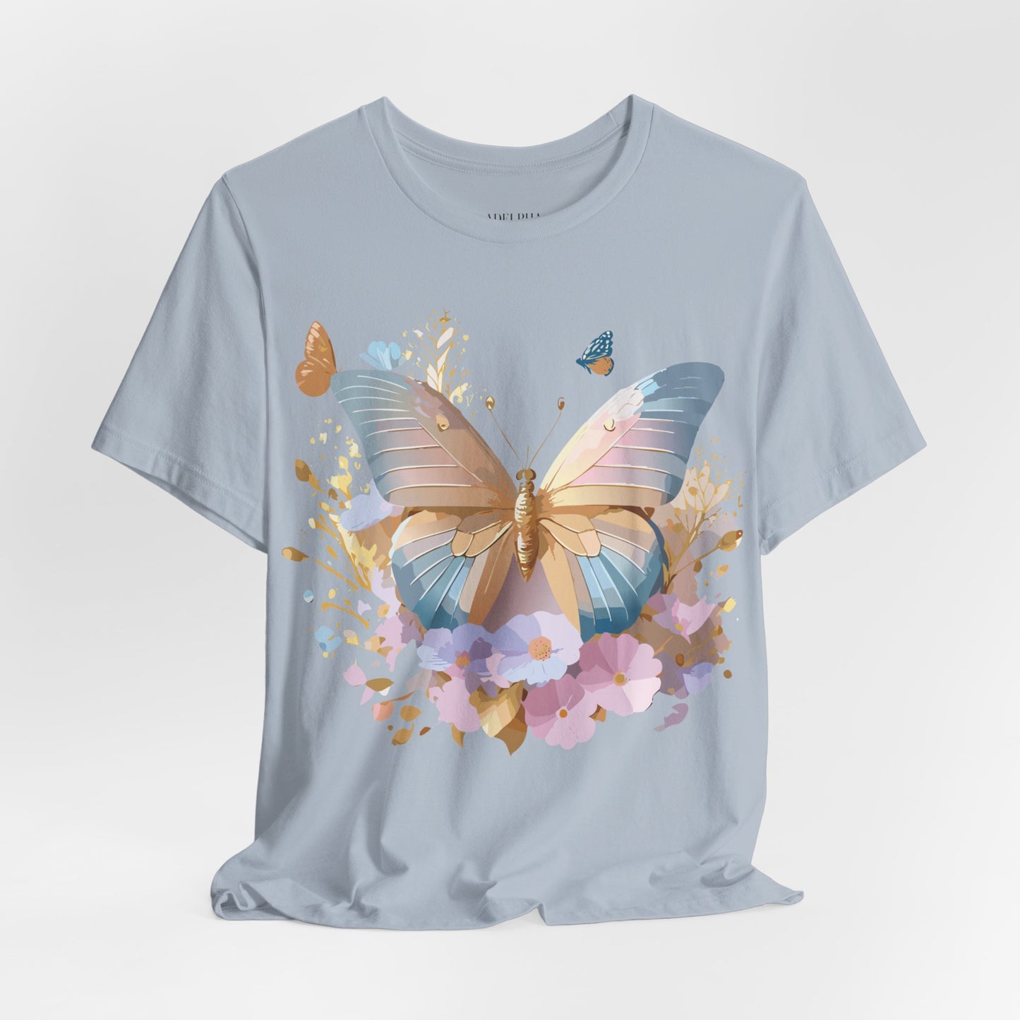 Natural Cotton Tee Shirt with Butterfly