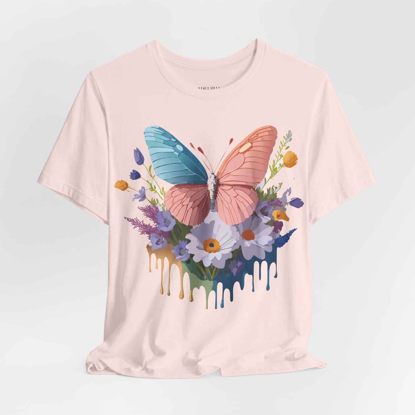 Natural Cotton Tee Shirt with Butterfly