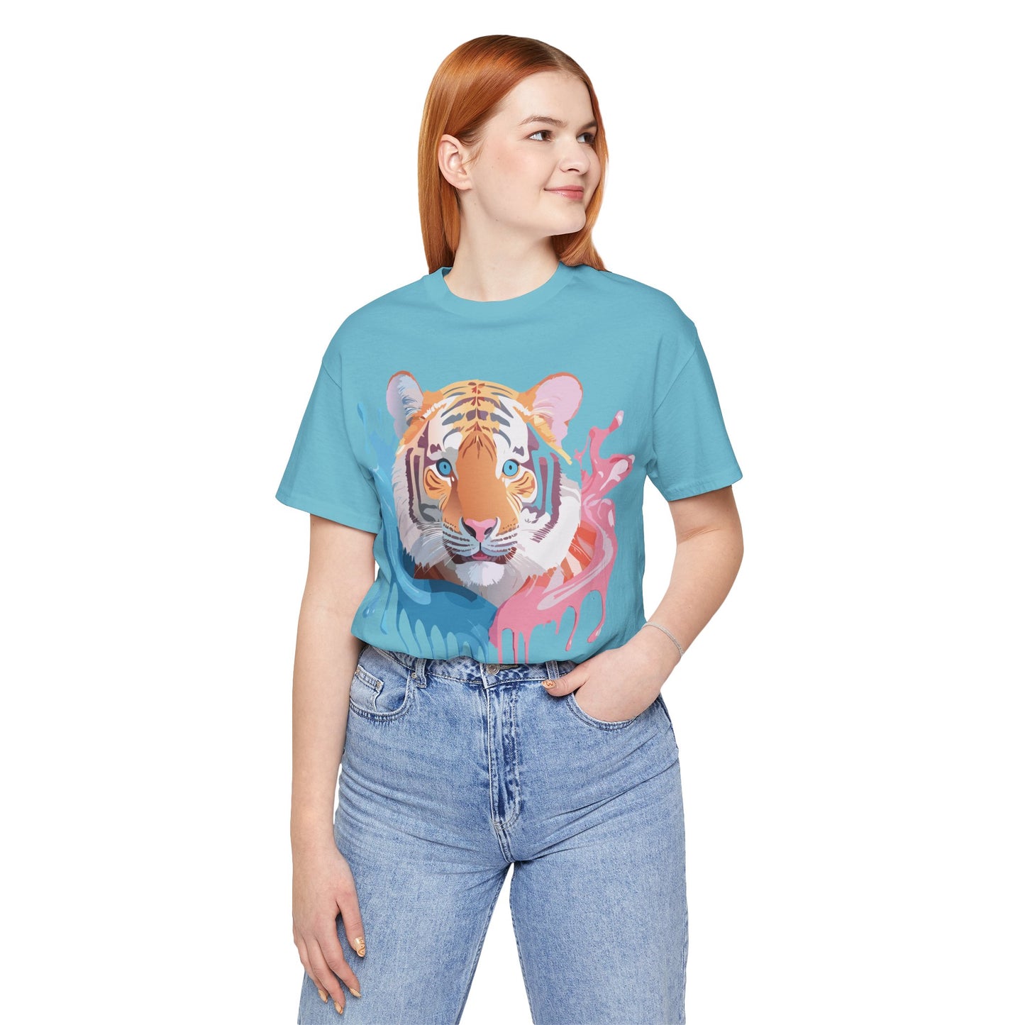 Natural Cotton Tee Shirt with Tiger