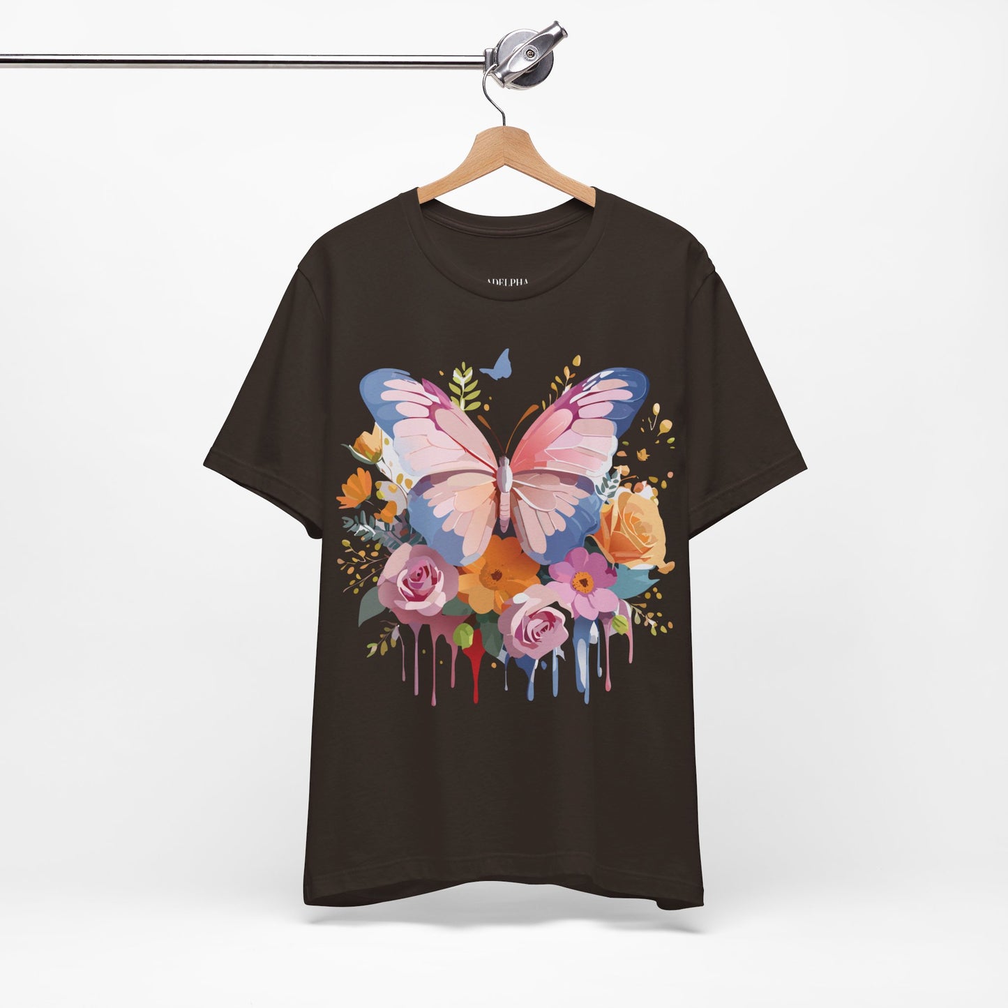 Natural Cotton Tee Shirt with Butterfly