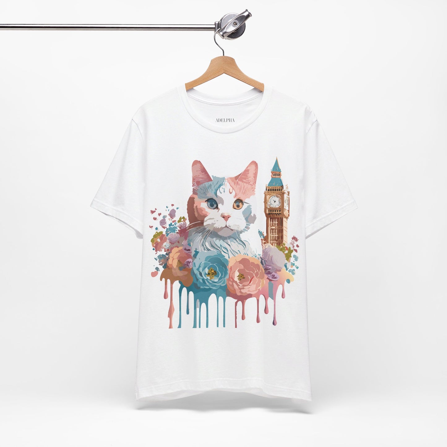 Natural Cotton Tee Shirt with Cat