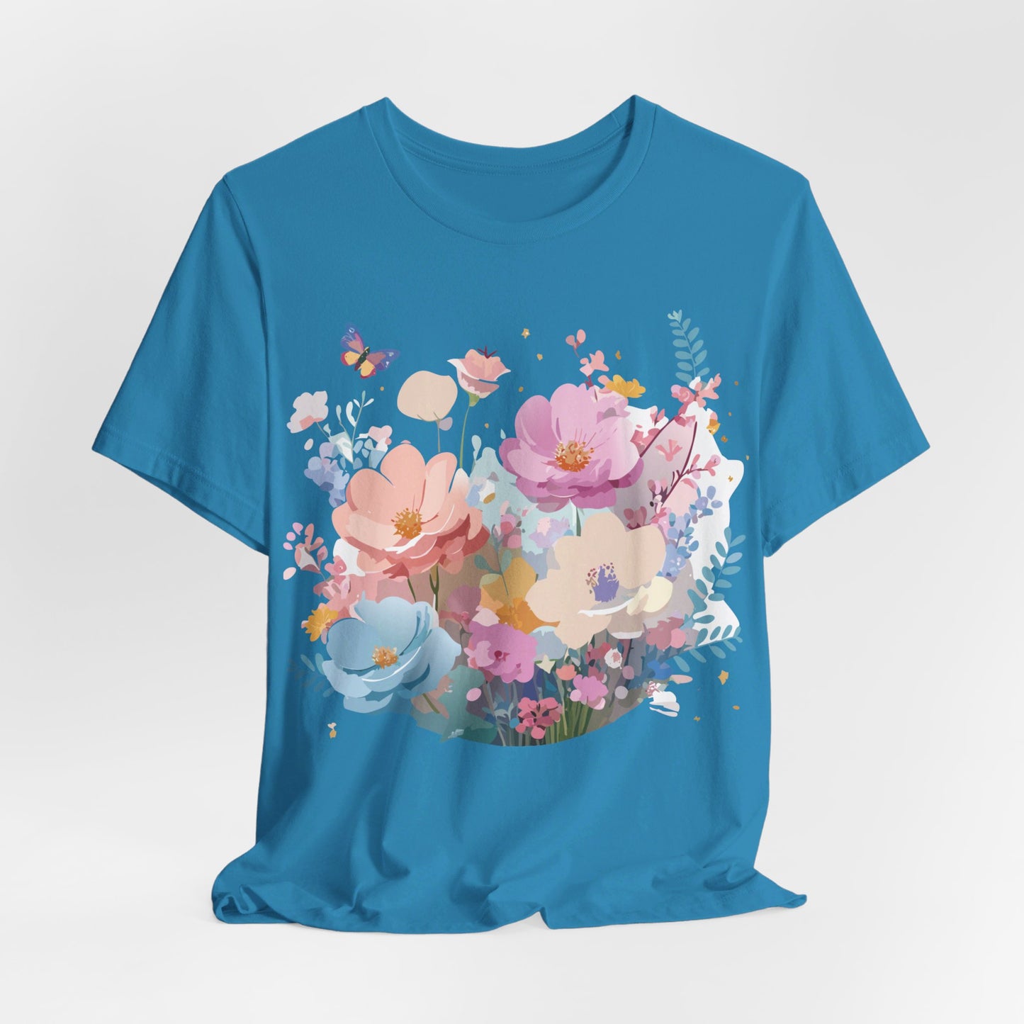 T-shirt en coton naturel avec fleurs