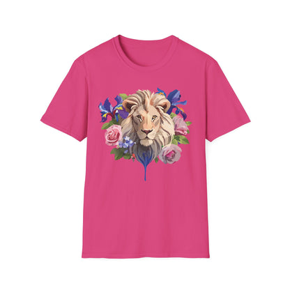 Unisex Lion Shirt Floral Lion Tee Softstyle Gildan 64000 100 Percent Cotton