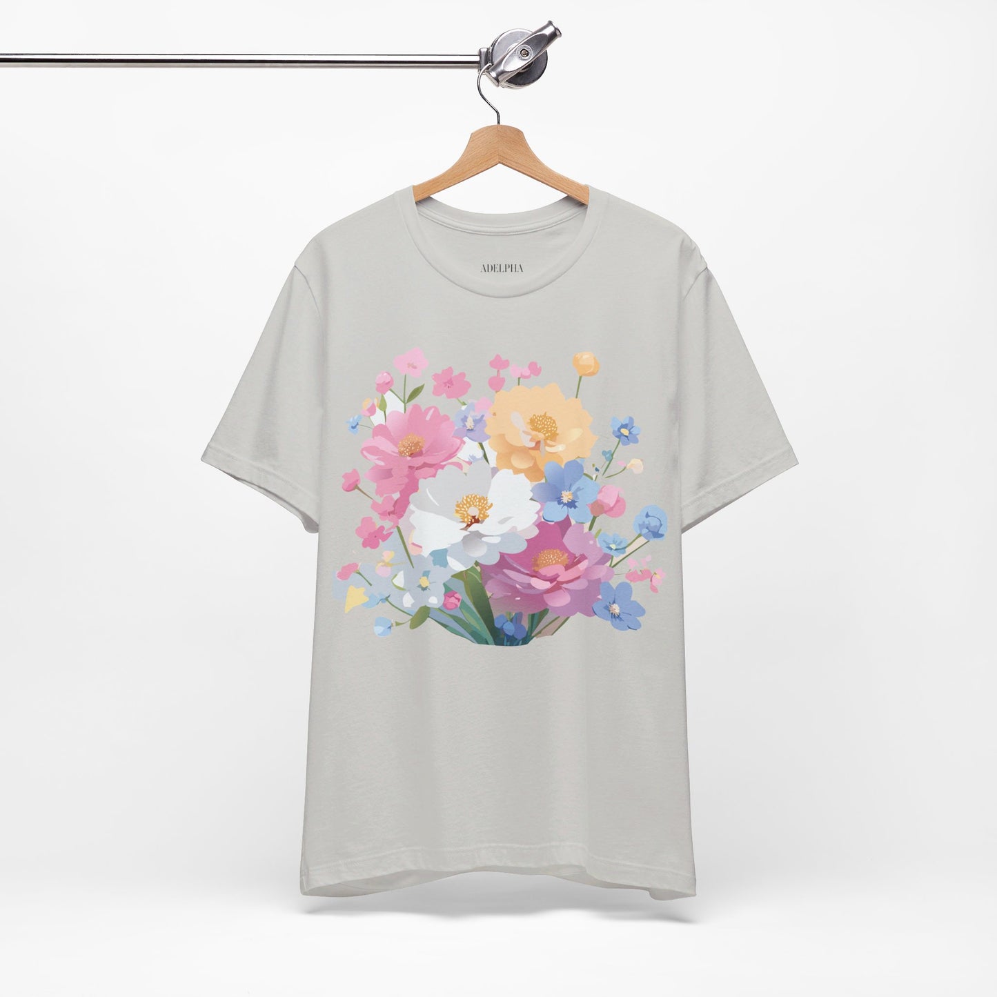 T-shirt en coton naturel avec fleurs