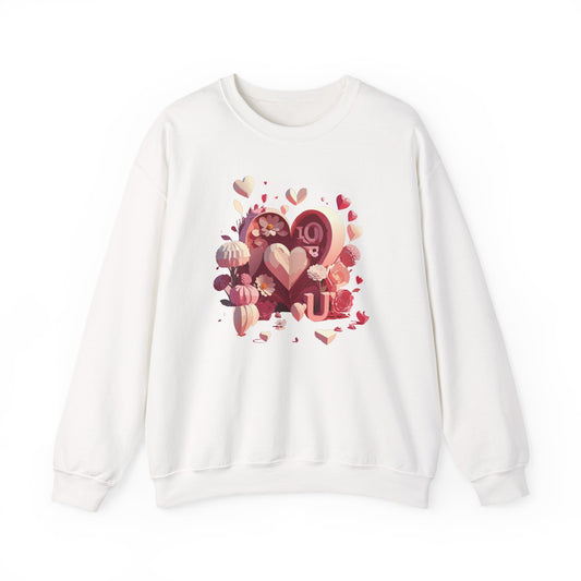 Unisex Floral Big Heart Sweatshirt, Love Floral Sweatshirt, Floral Heart Sweatshirt, 50/50 Cotton-Poly Valentine's Day Sweatshirt 09