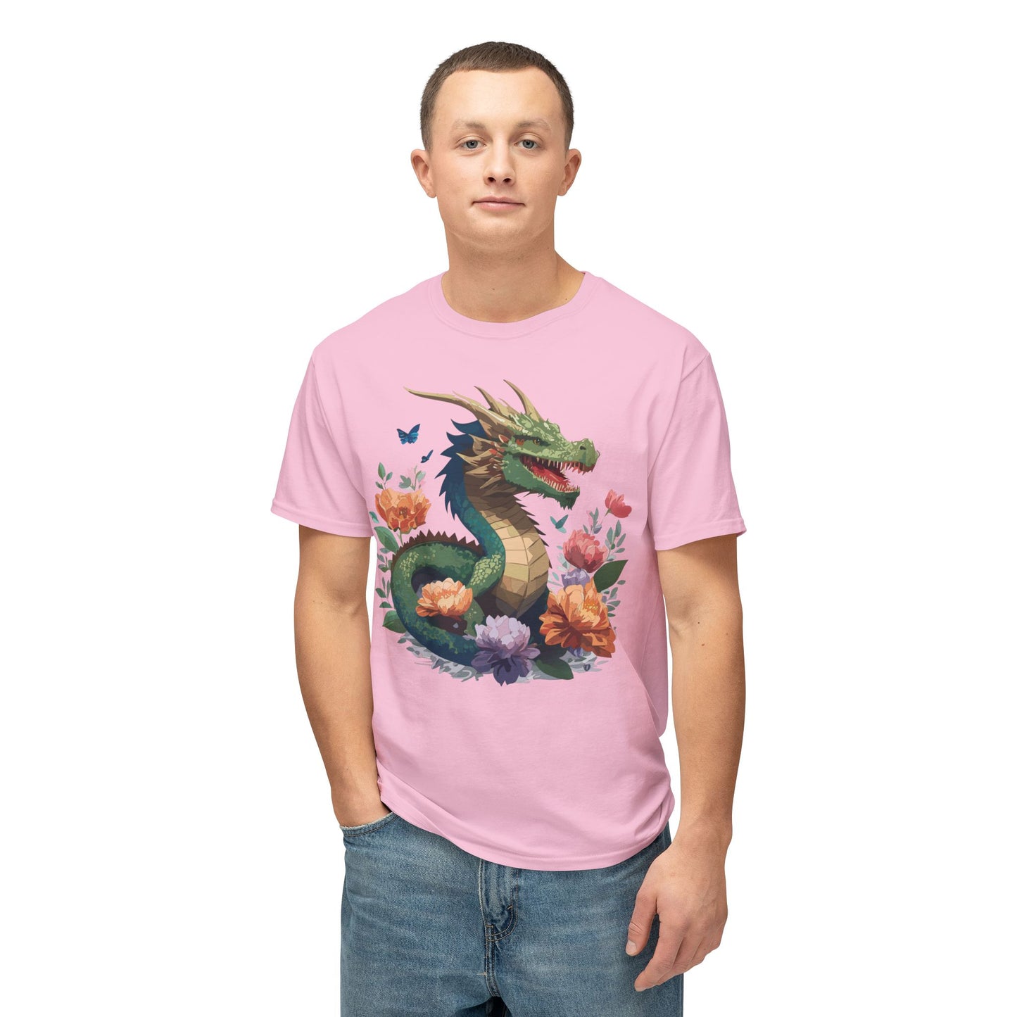 Dragon T-Shirt, Vintage Dragon Tee, Floral Tees, Dragon Art Design Shirt, Tee Shirt with Dragon 6