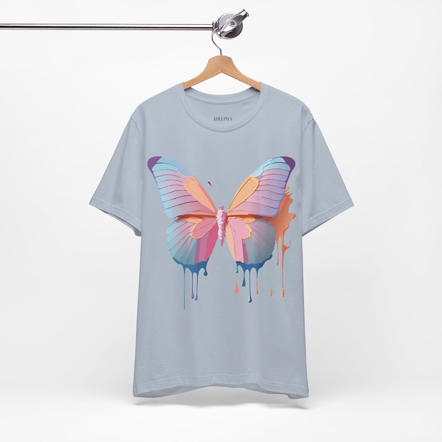 Natural Cotton Tee Shirt with Butterfly