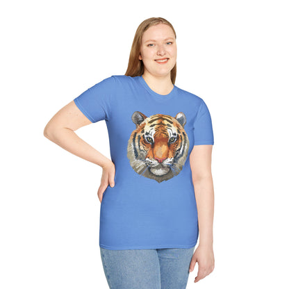 Tiger Print Unisex T Shirt Softstyle 64000 Gildan Ring Spun Cotton Tee
