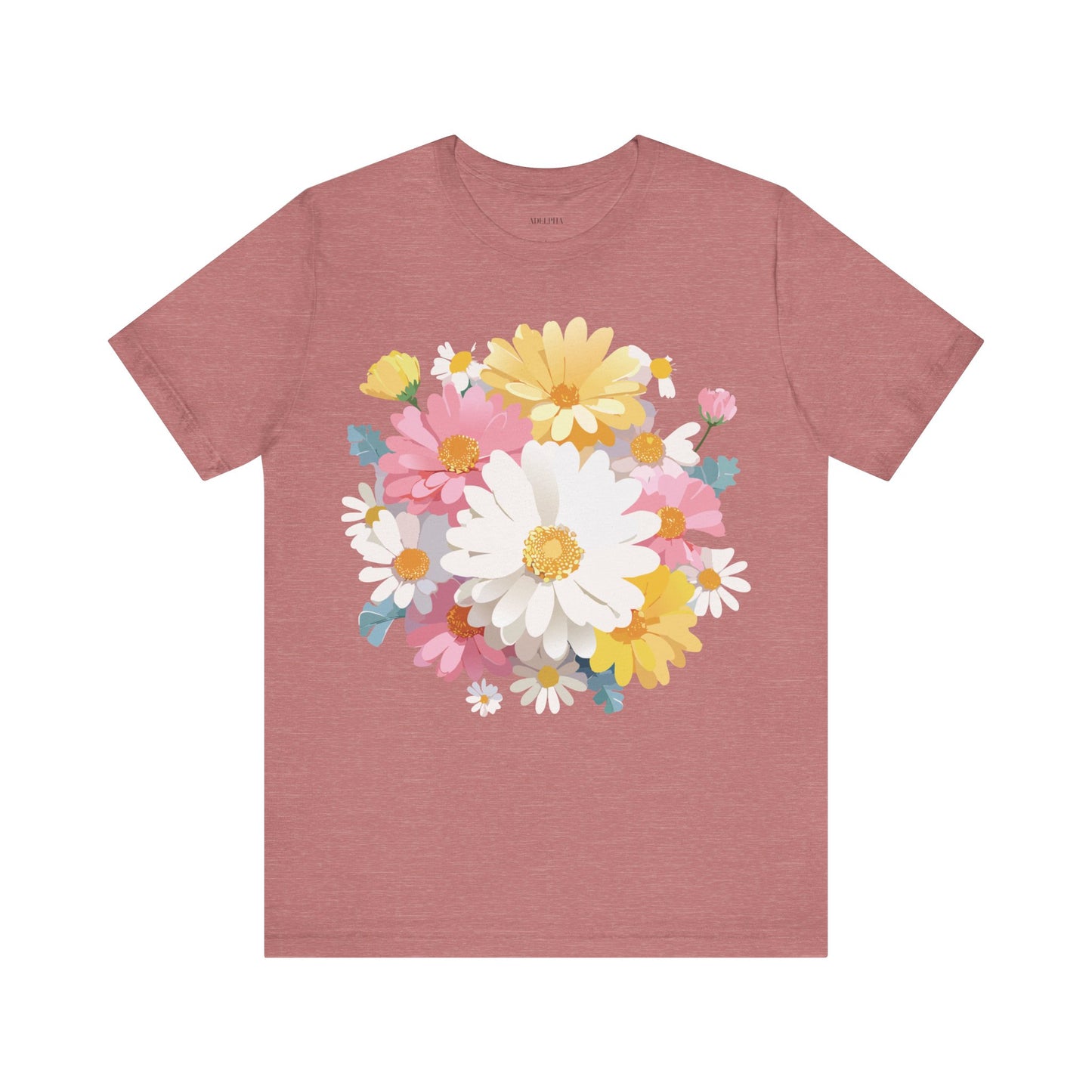 Natural Cotton Tee Shirt with Flowers