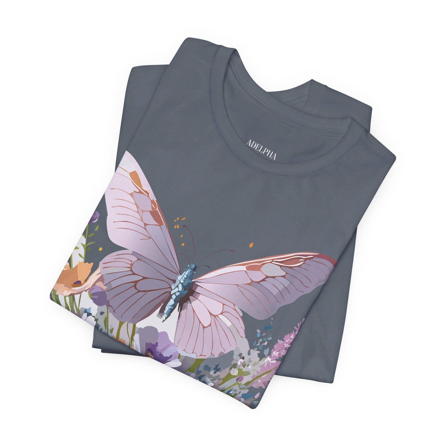 Natural Cotton Tee Shirt with Butterfly