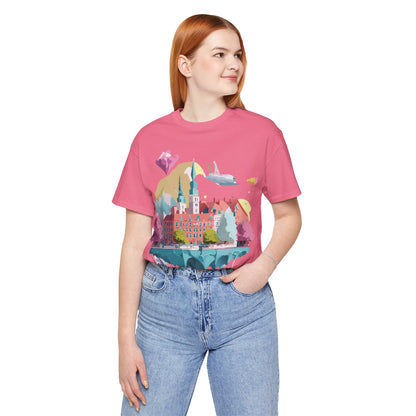 Natural Cotton Tee Shirt - Beautiful Places Collection - Warnemünde and Rostock - Germany Printify