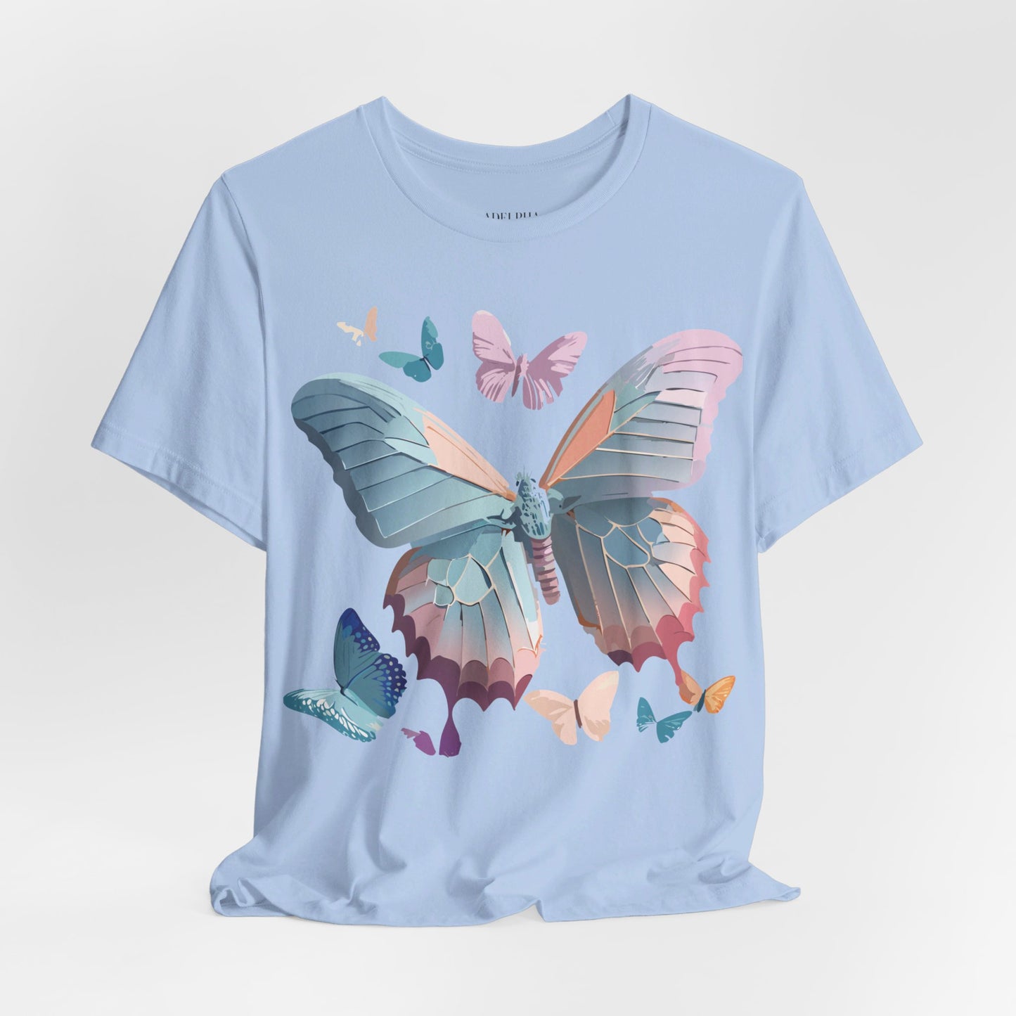 Natural Cotton Tee Shirt with Butterfly