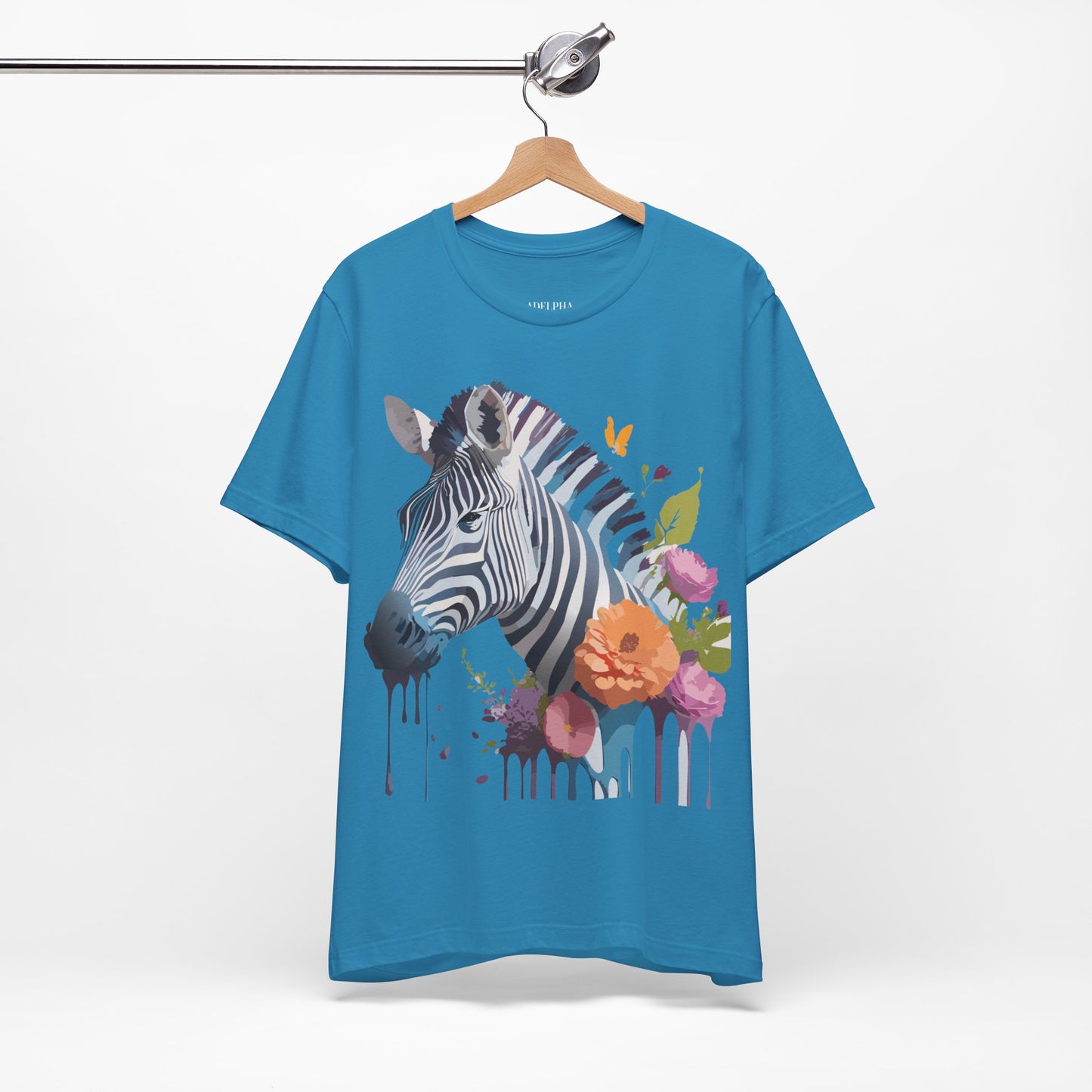 Natural Cotton Tee Shirt with Zebra