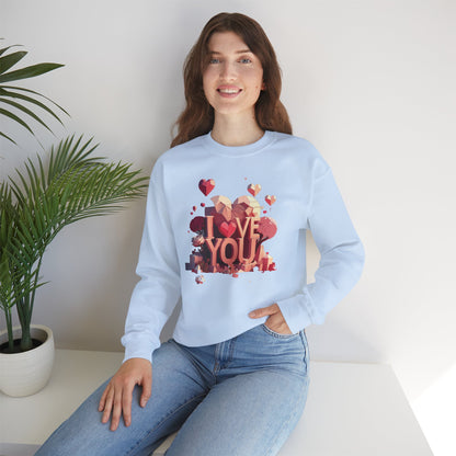 Unisex Heart Love Sweatshirt Floral Valentines Day Cotton Poly Fifty Fifty Blend
