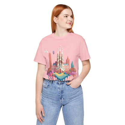 Natural Cotton Tee Shirt - Beautiful Places Collection - Barcelona Printify