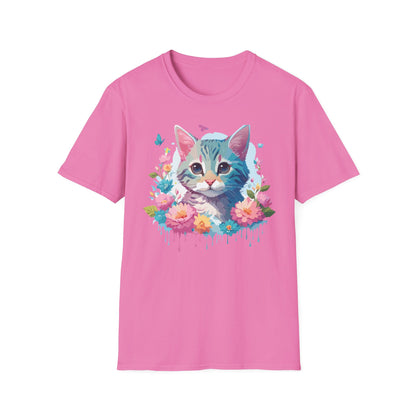 Cat Shirt Unisex Tee Kitten Cat Tee Softstyle 100 Percent Cotton Gildan 64000