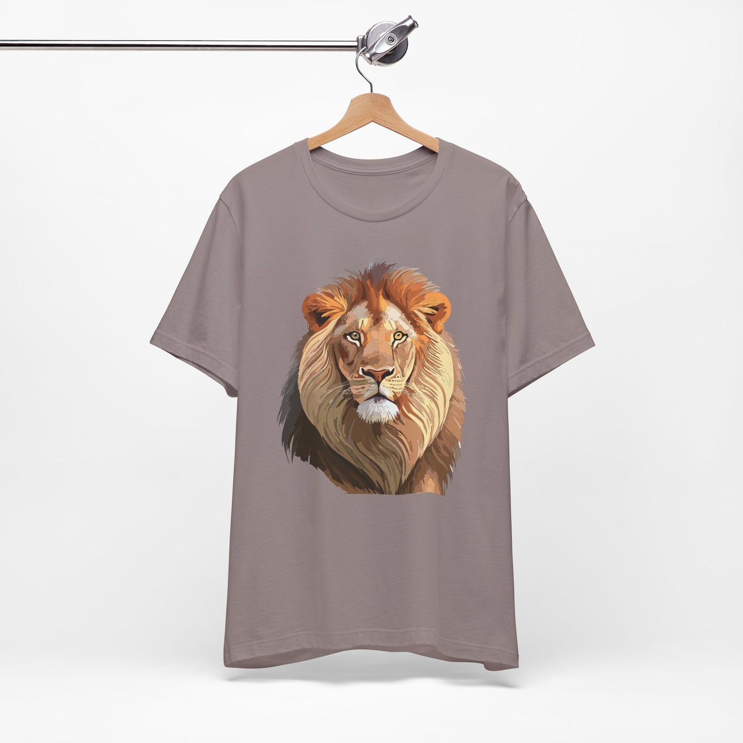 Safari Lion Head Illustration T-Shirt Unisex Cotton Realistic Lion Portrait Tee 3
