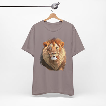 Safari Lion Head Illustration T-Shirt Unisex Cotton Realistic Lion Portrait Tee 3