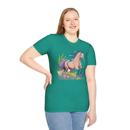Unisex Horse Shirt With Animal Design Gildan Softstyle 64000 Tee