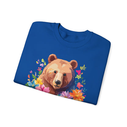 Unisex Floral Bear Sweatshirt With Art Design Animals Sweatshirt