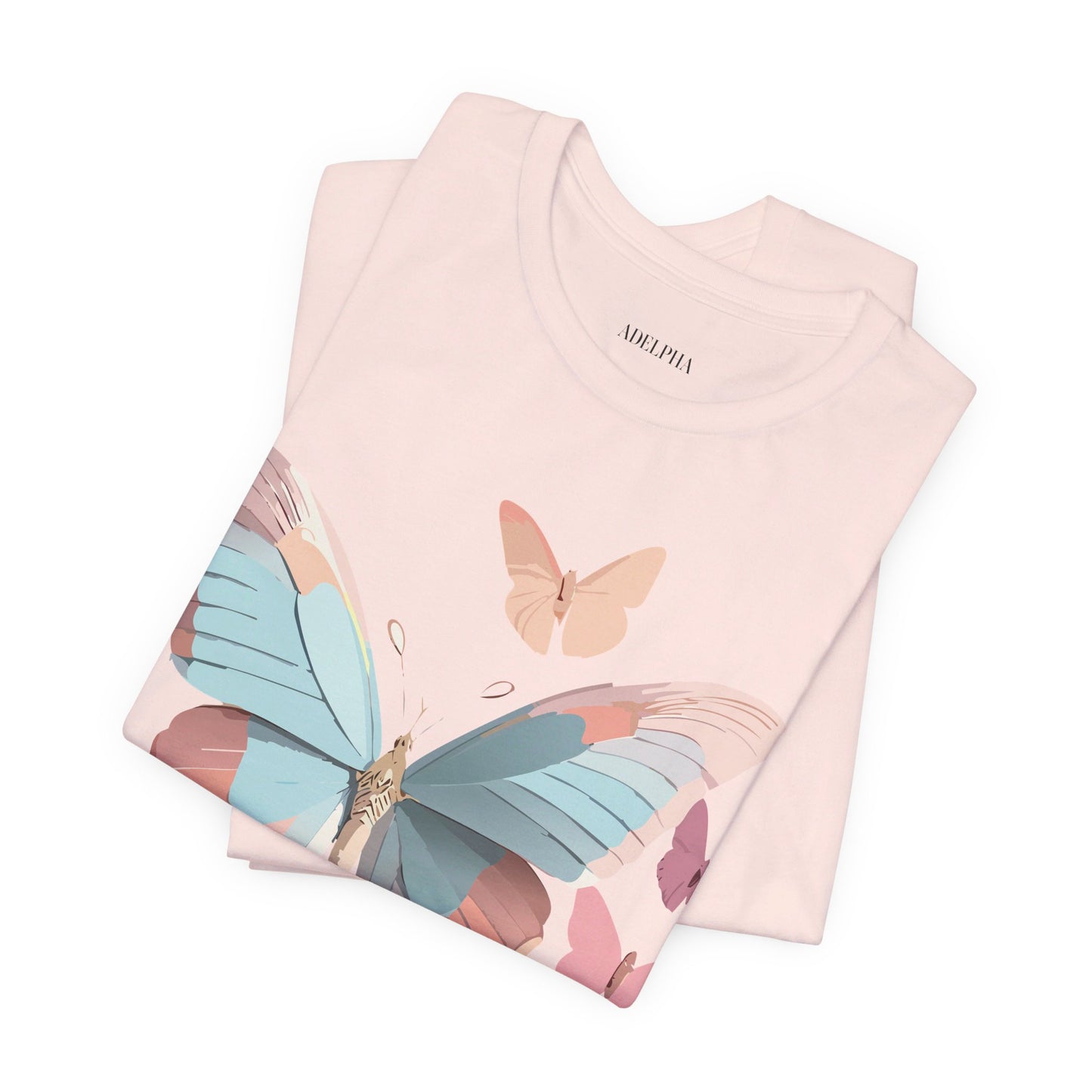 Natural Cotton Tee Shirt with Butterfly