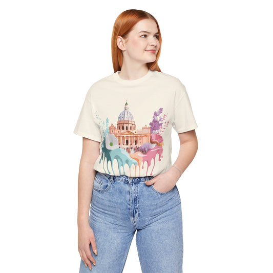Natural Cotton Tee Shirt - Beautiful Places Collection - Rome Printify
