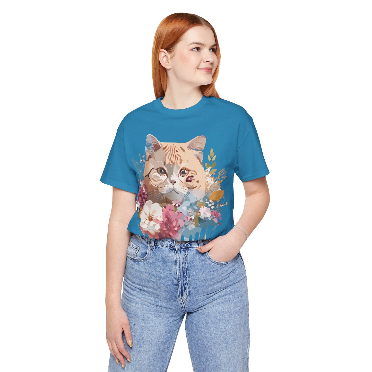 Natural Cotton Tee Shirt with Cat