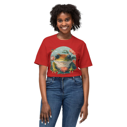Vintage Frog Art T Shirt With Floral Full Color Print Unisex Tee