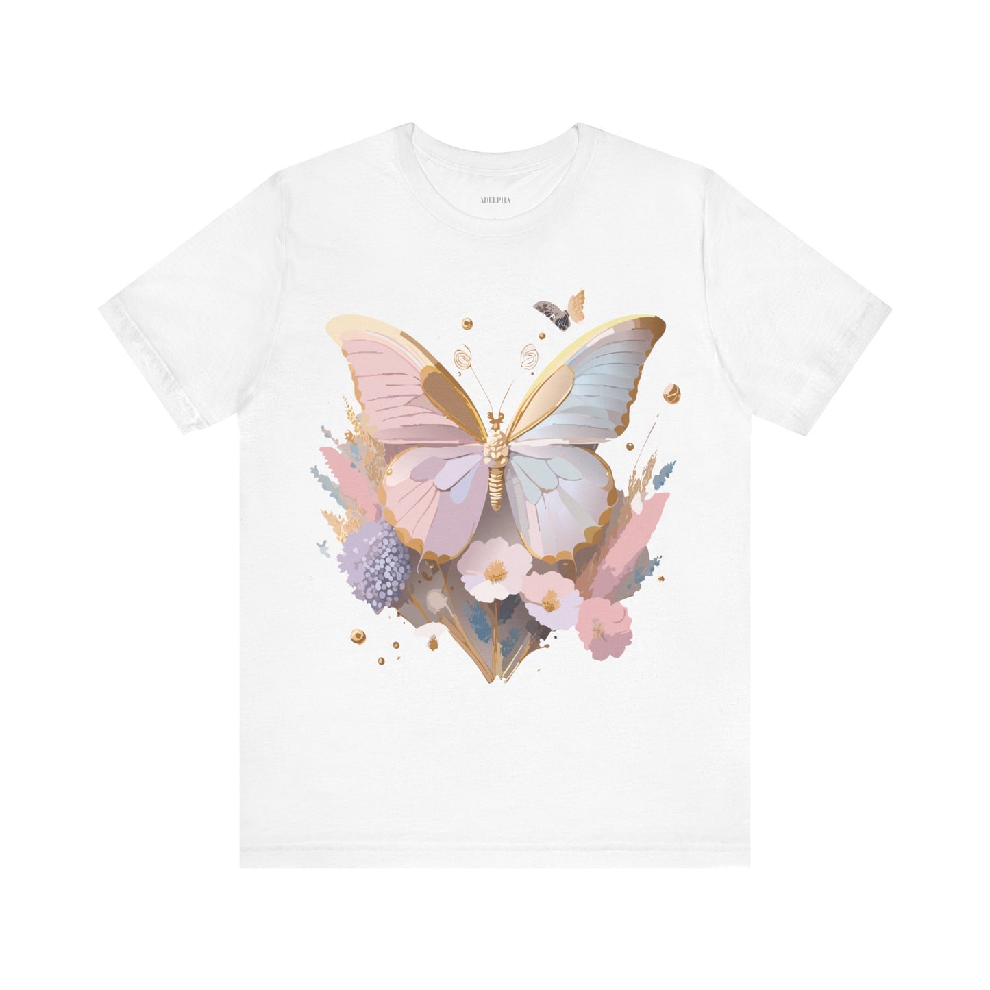 Natural Cotton Tee Shirt with Butterfly