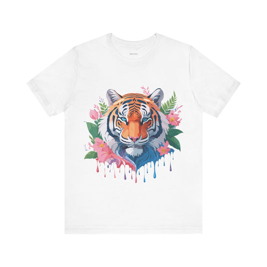 Natural Cotton Tee Shirt with Tiger