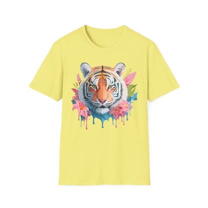 Tiger Print Unisex Softstyle T Shirt Short Sleeve Gildan 64000 Tee