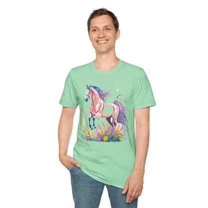Horse Shirt Unisex Tee Animal Print Gildan Softstyle 64000 Ring Spun Cotton
