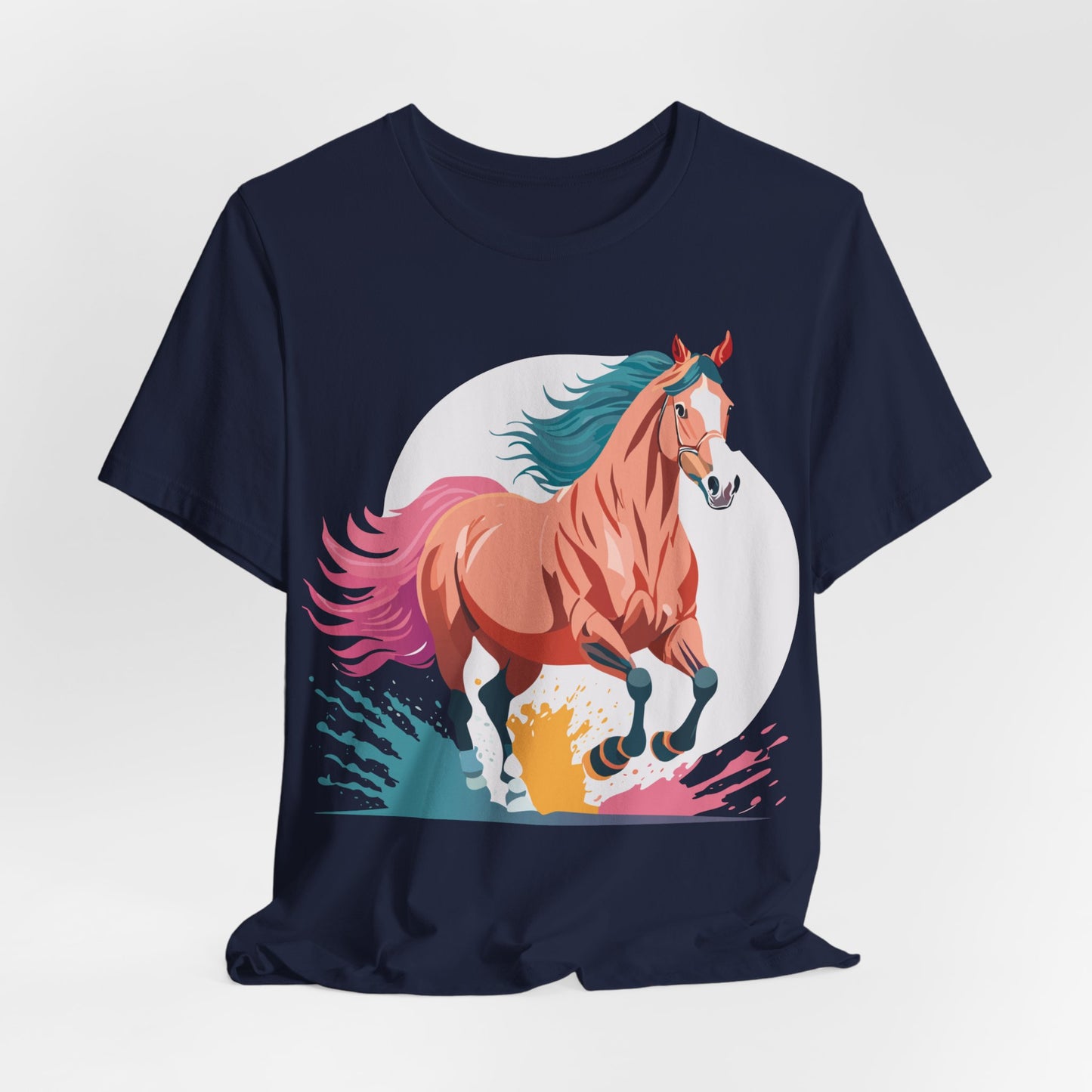 Natural Cotton Tee Shirt with Horse