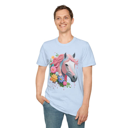 Unisex Horse Shirt Softstyle Cotton Tee With Animal Print Design