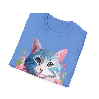 Cat Shirt Unisex Cat Tee Kitten Print Gildan Softstyle 64000
